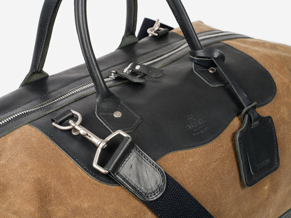 No. 642 Small Carryall, Brush Brown Waxed Canvas with Black Full