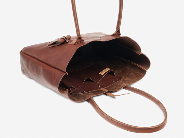 No. 235 Leather Tote Inward Seam, Hickory – Billykirk