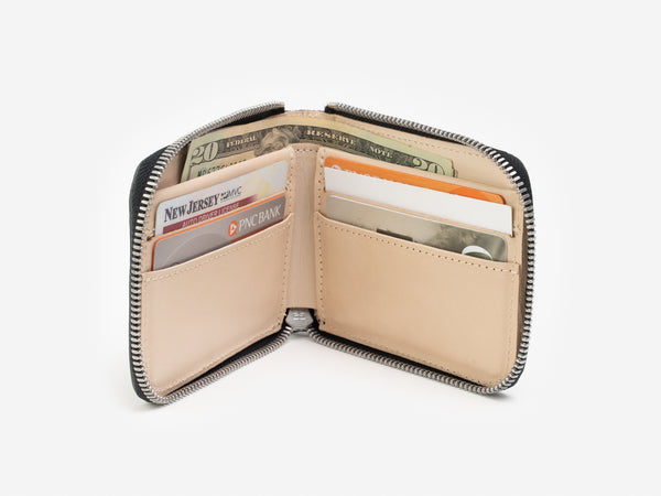 No. 078 Zip Wallet, Ebony Waxed Flesh – Billykirk