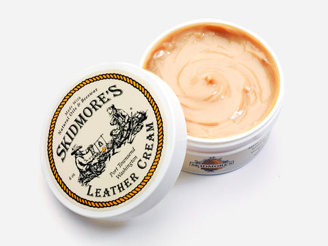 Open container of Skidmore's Leather Cream