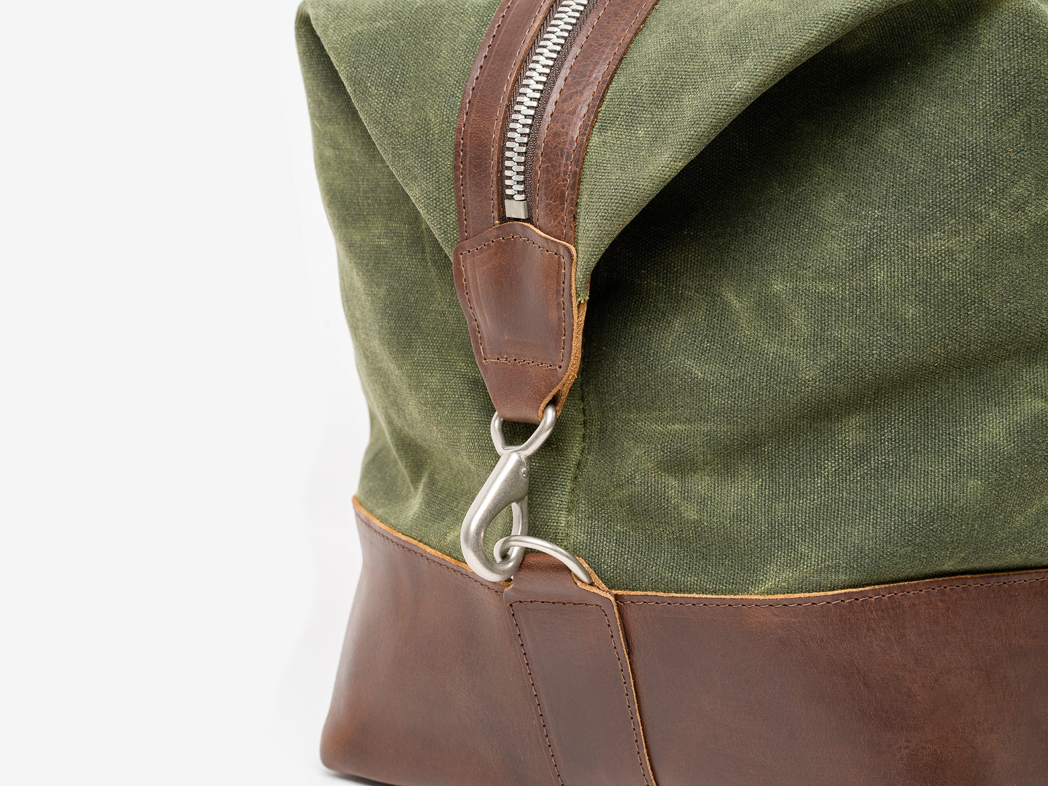 No. 642 Small Carryall, Olive Waxed Canvas with Brown Full Grain