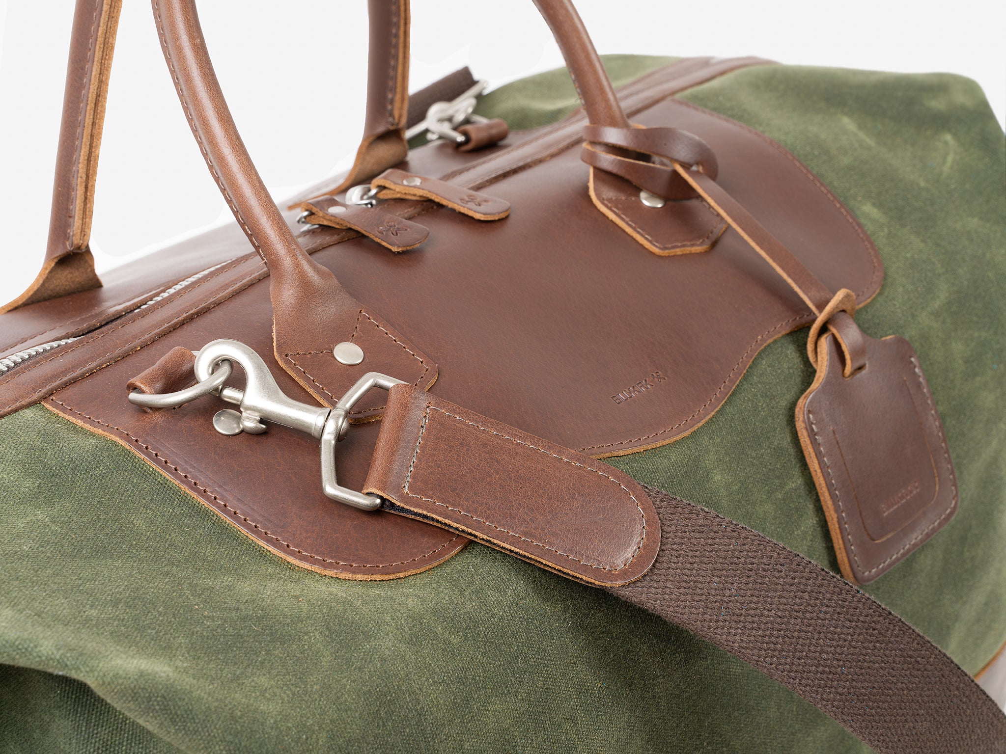 No. 642 Small Carryall, Olive Waxed Canvas with Brown Full Grain