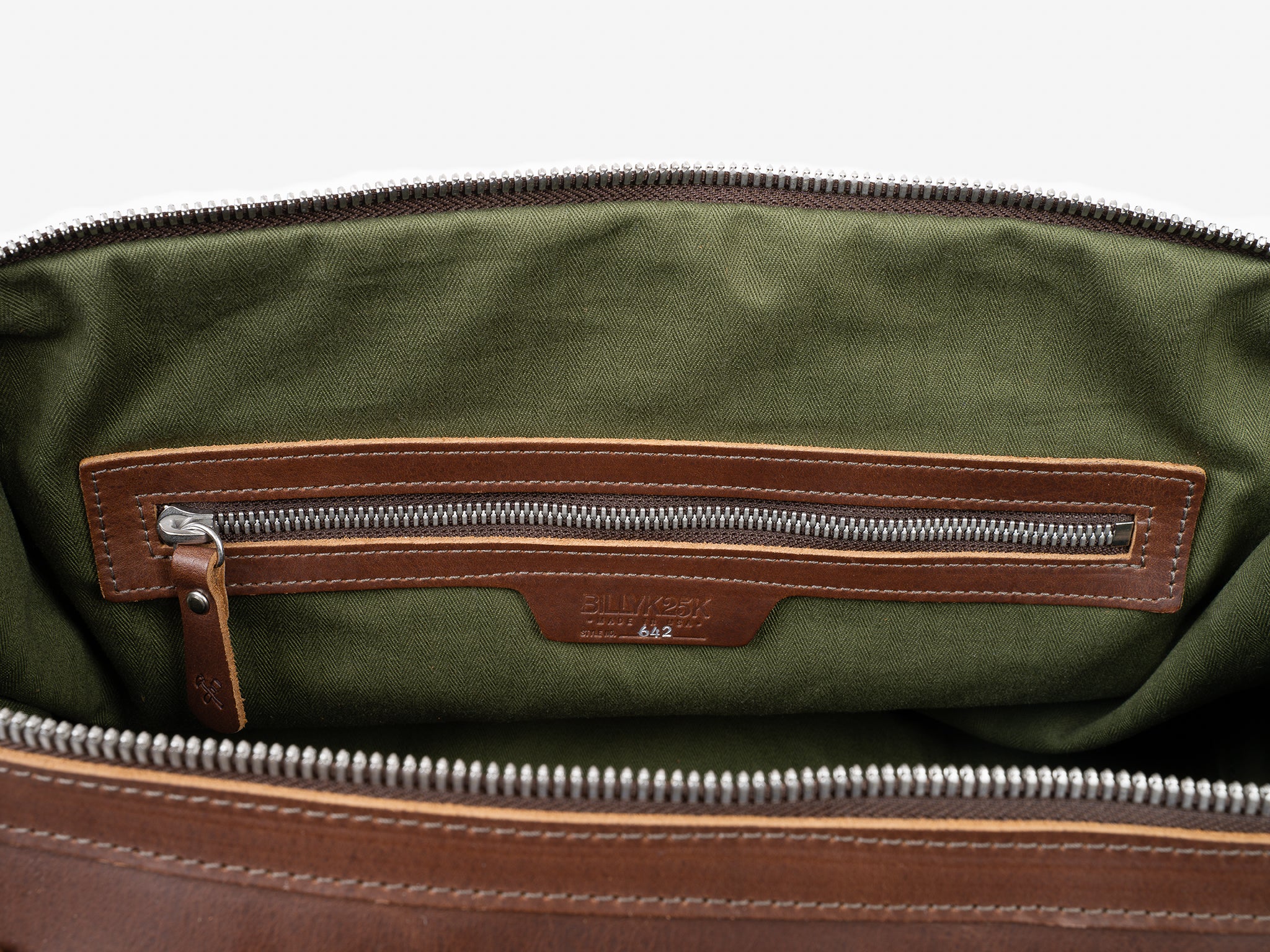 No. 642 Small Carryall, Olive Waxed Canvas with Brown Full Grain