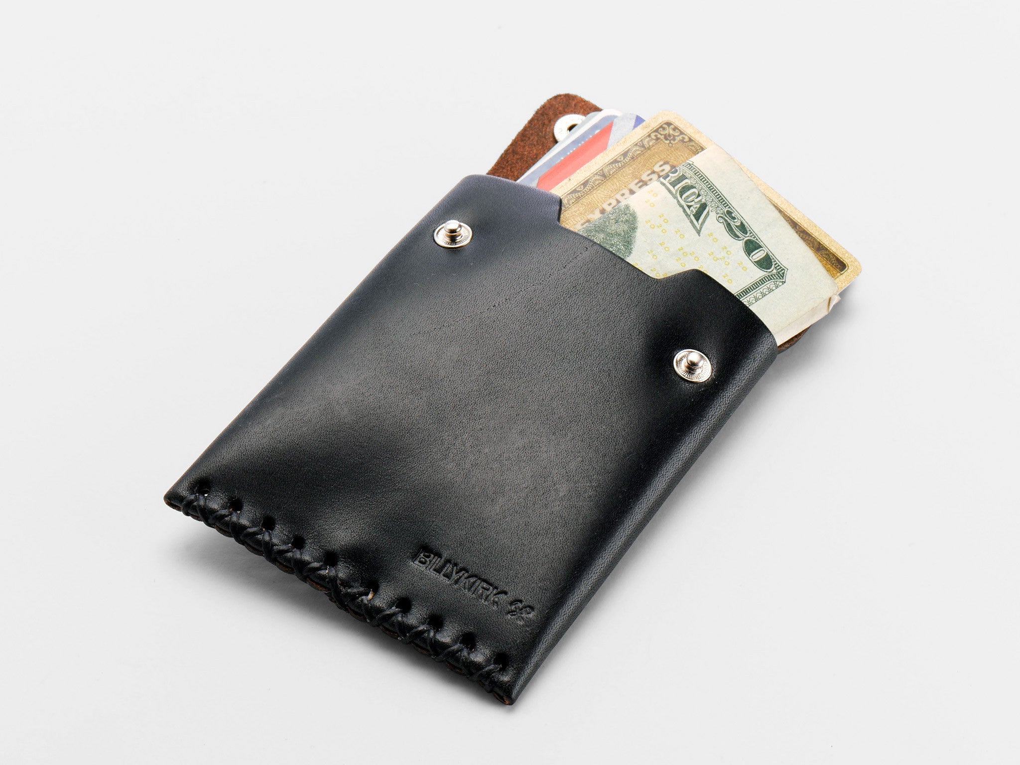 No. 092 Leather Card Case with Snaps, Black – Billykirk