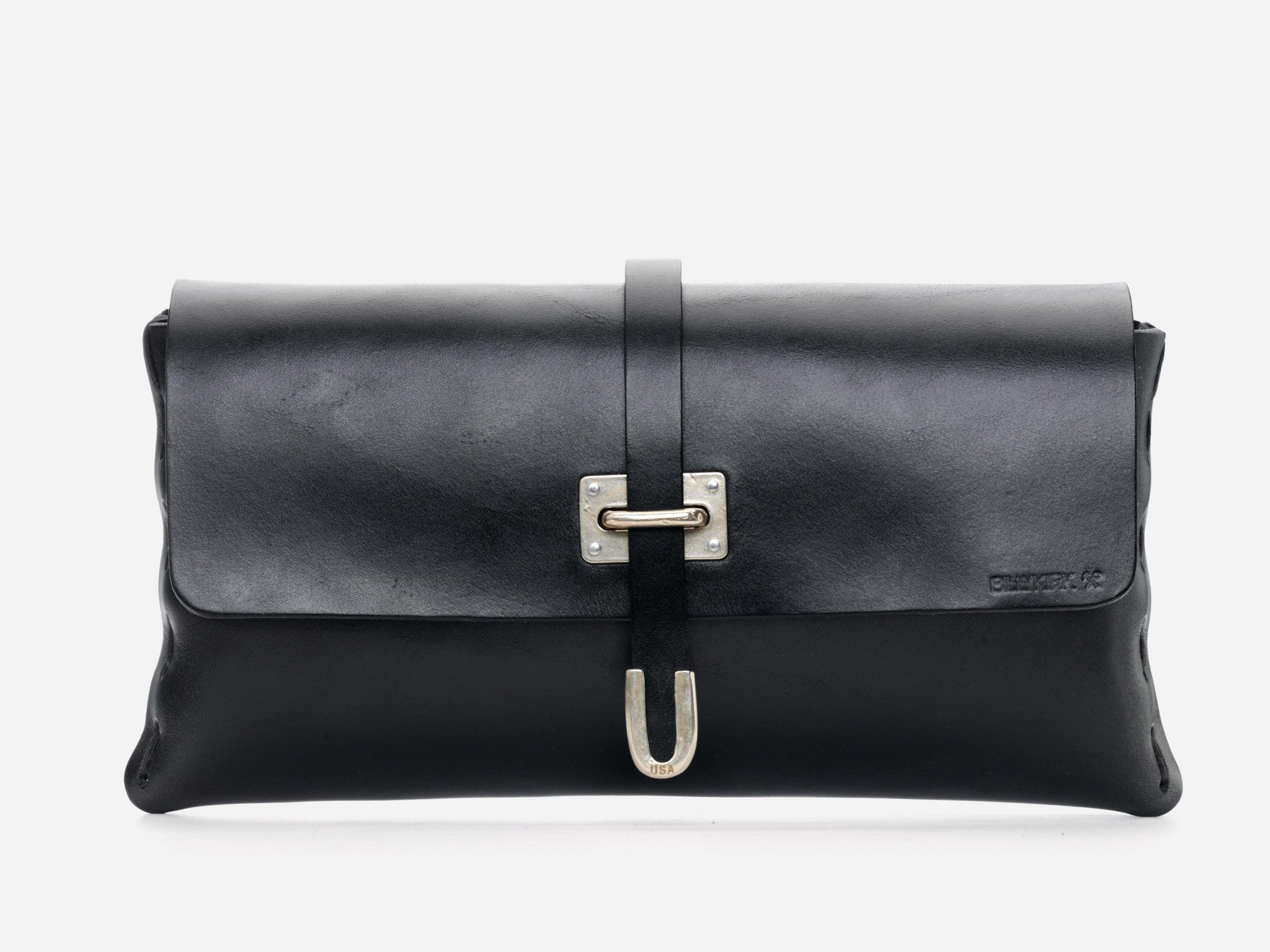 No. 125 Small Leather Clutch, Black Full-Grain Vegetable Tanned