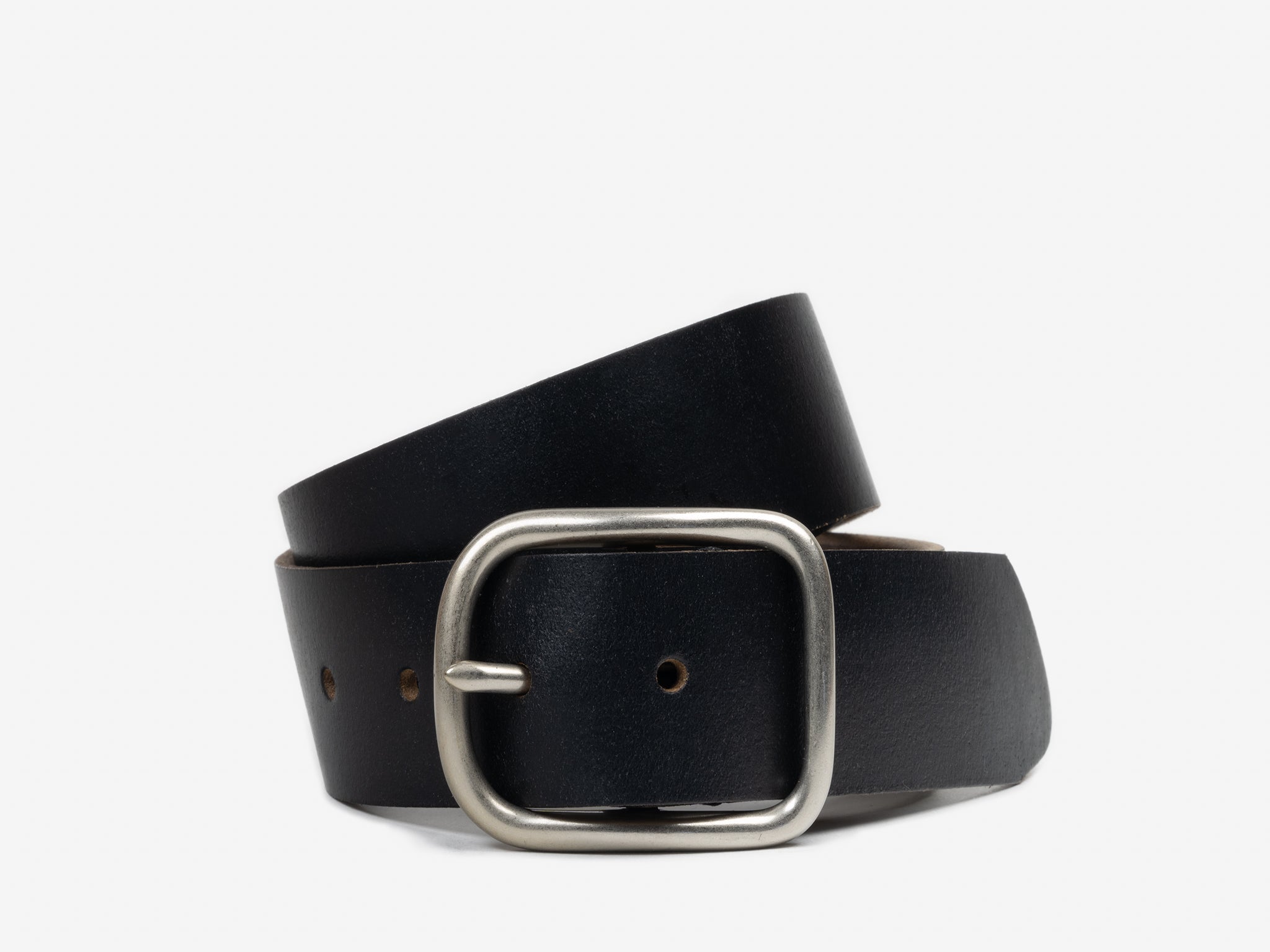 No. 288 Center Bar Leather Belt in Ebony Waxed Flesh by Billykirk