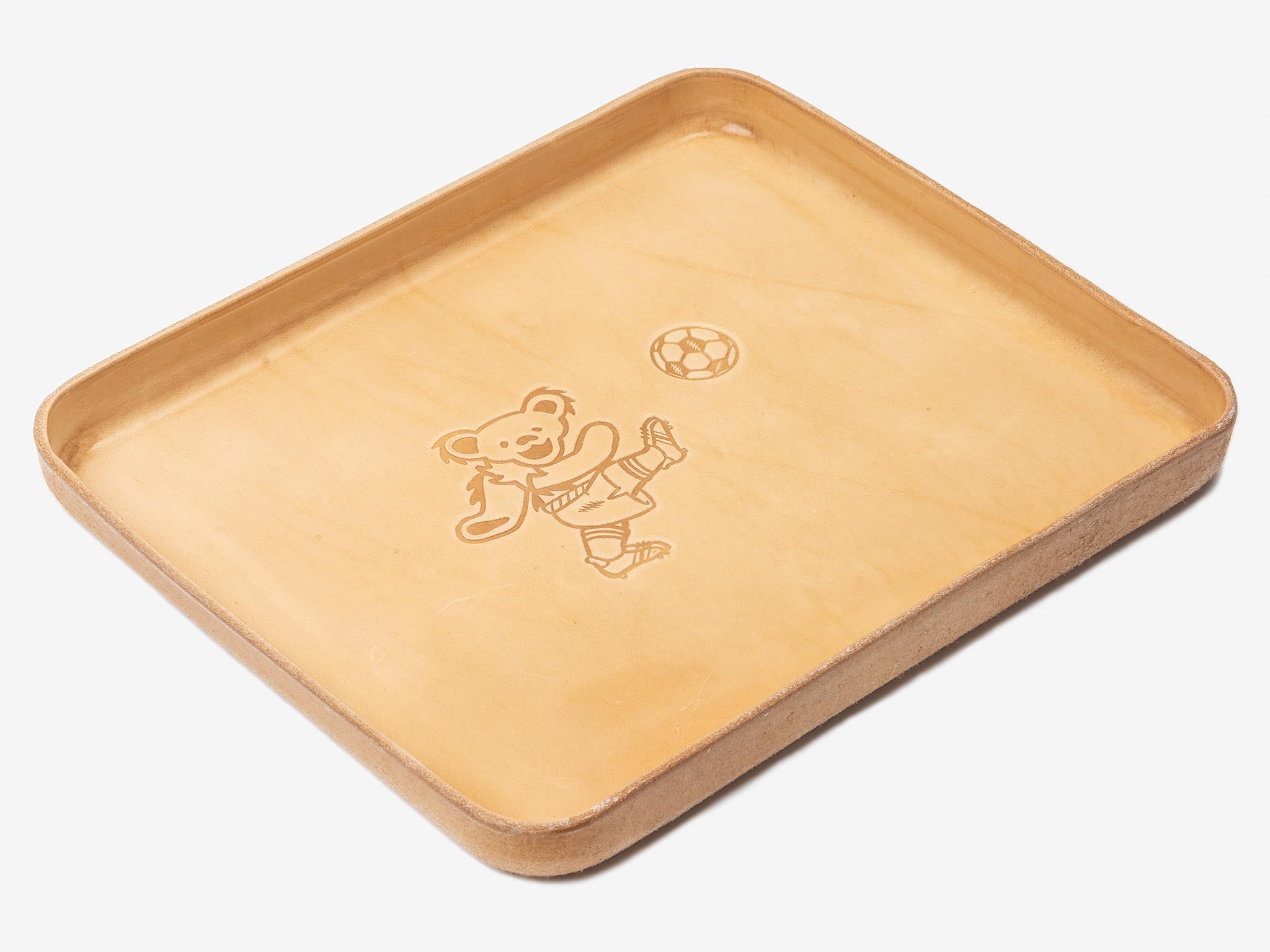 No. 471-GD Large Leather Valet Tray Soccer, Natural