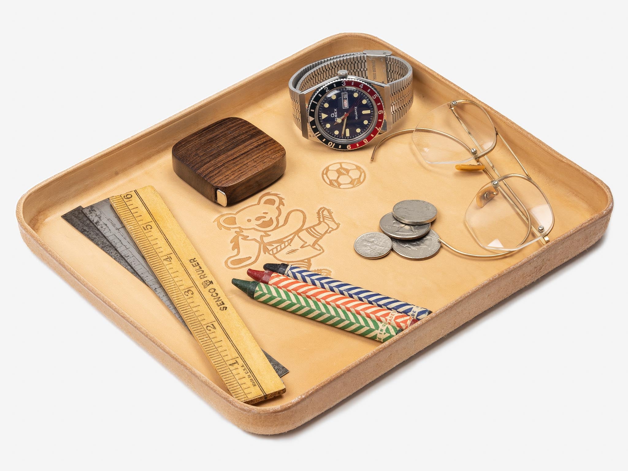 No. 471-GD Large Leather Valet Tray Soccer, Natural – Billykirk