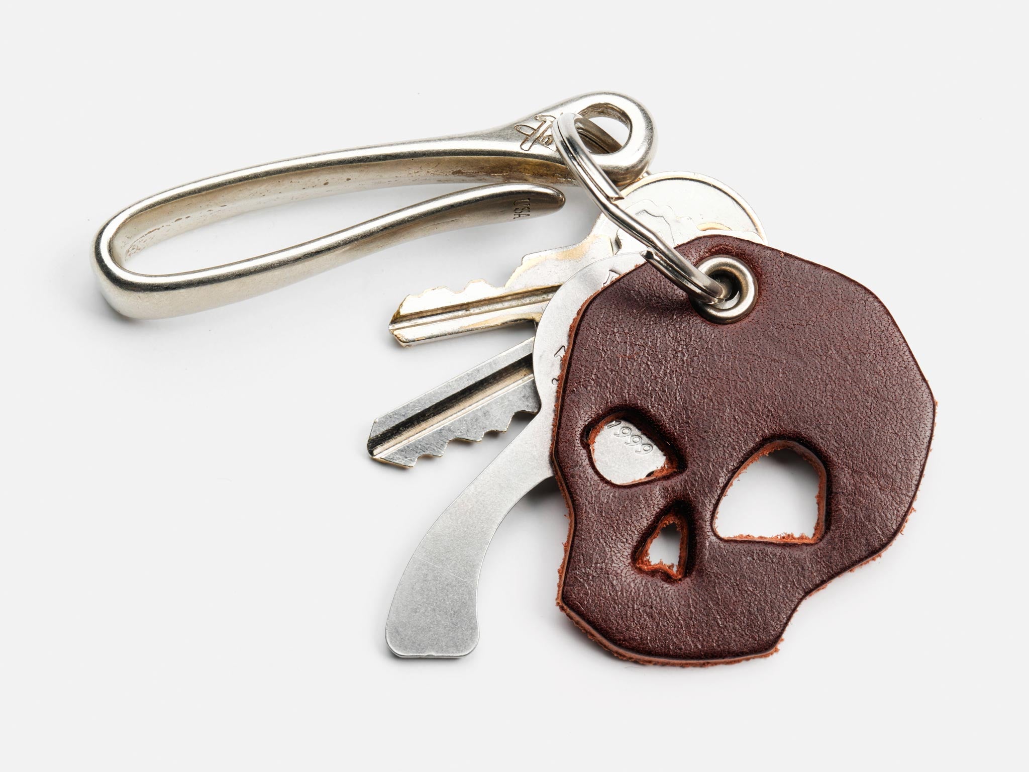 No. 519 Skull Keychain, Brown