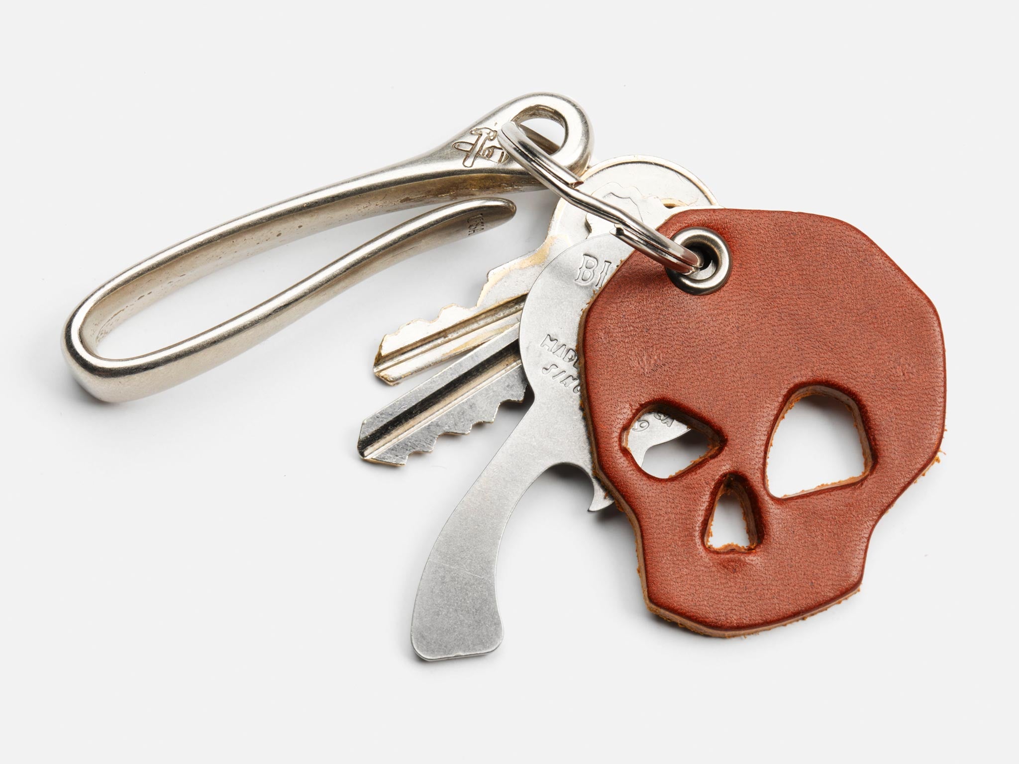 No. 519 Skull Keychain, Tan