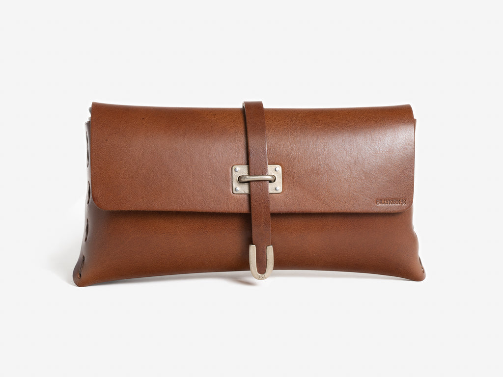 No. 125 Small Leather Clutch, Tan Full-Grain Vegetable Tanned Leather ...