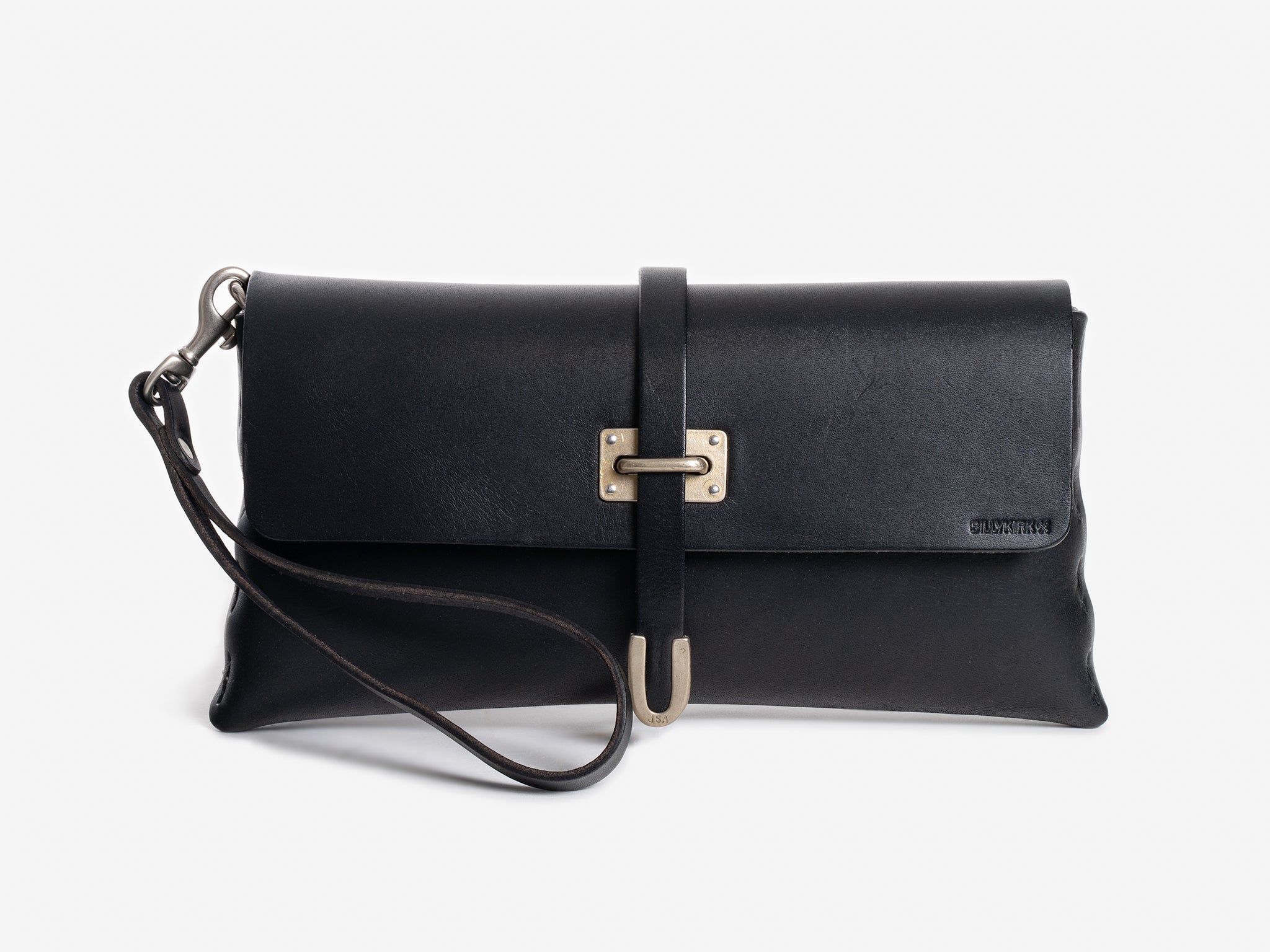 No. 125 Small Leather Clutch, Black Full-Grain Vegetable Tanned