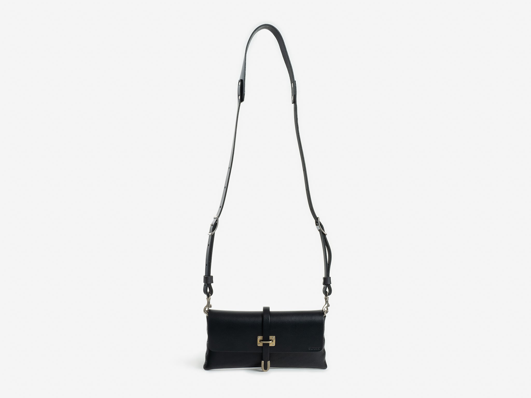 No. 125 Small Leather Clutch, Black Full-Grain Vegetable Tanned