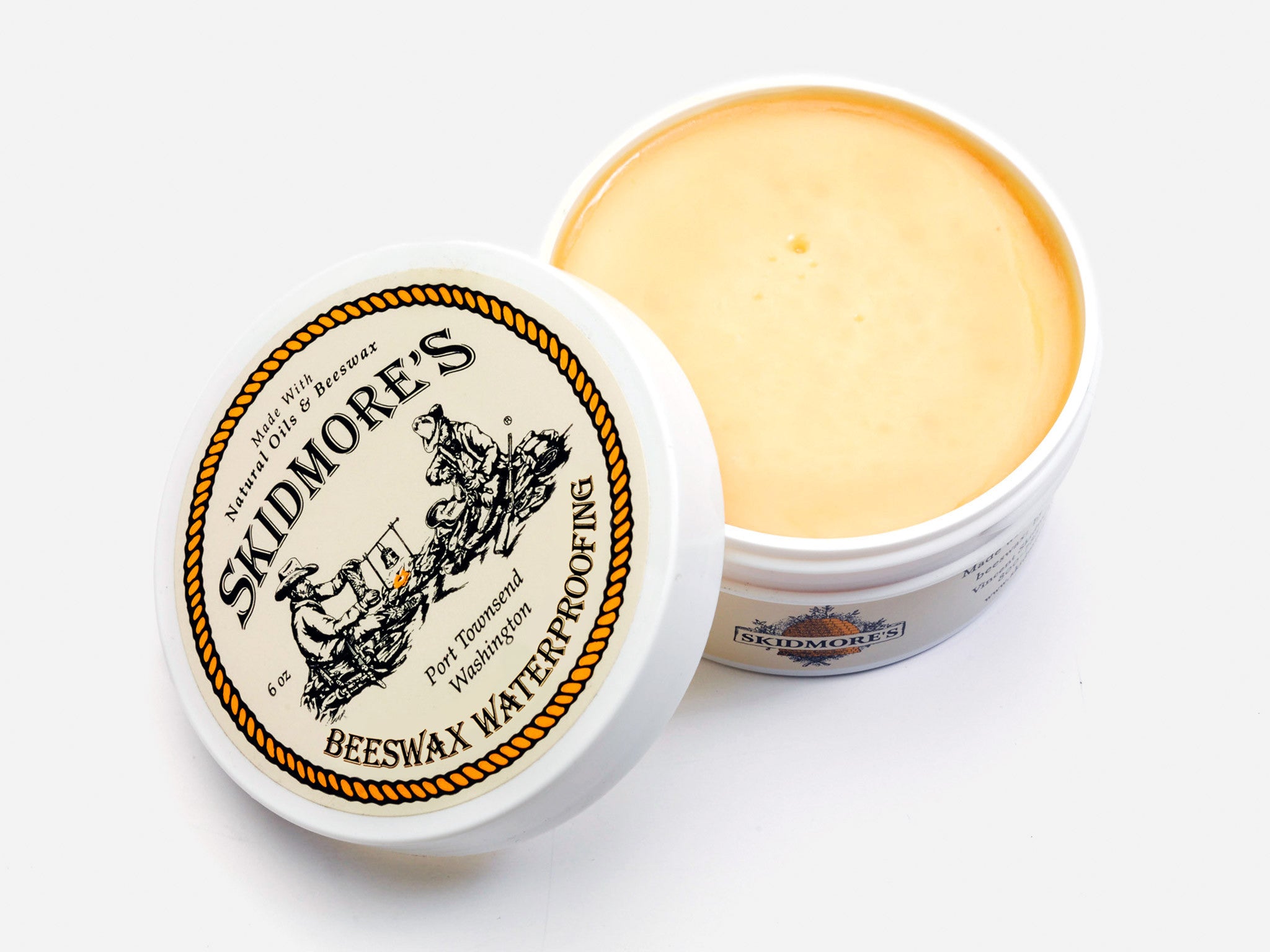 Open container of Skidmore's Beeswax Waterproofing product